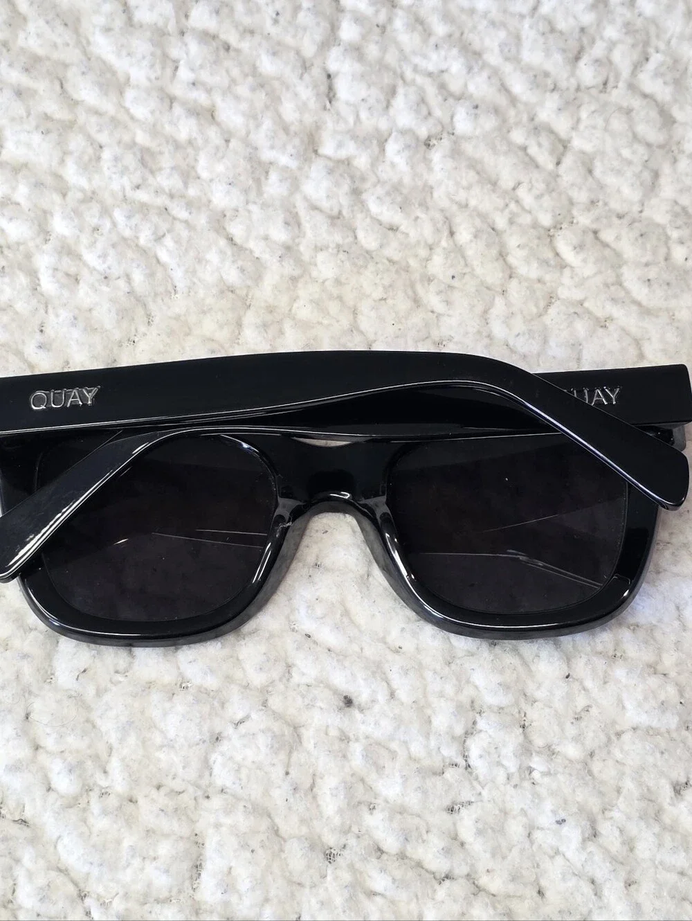 Quay Australia Black Rhinestone Square Sunglasses — Studded Frame